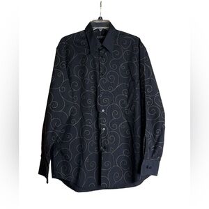 Button Down Shirt XL Black Gold Swirl Riscatto